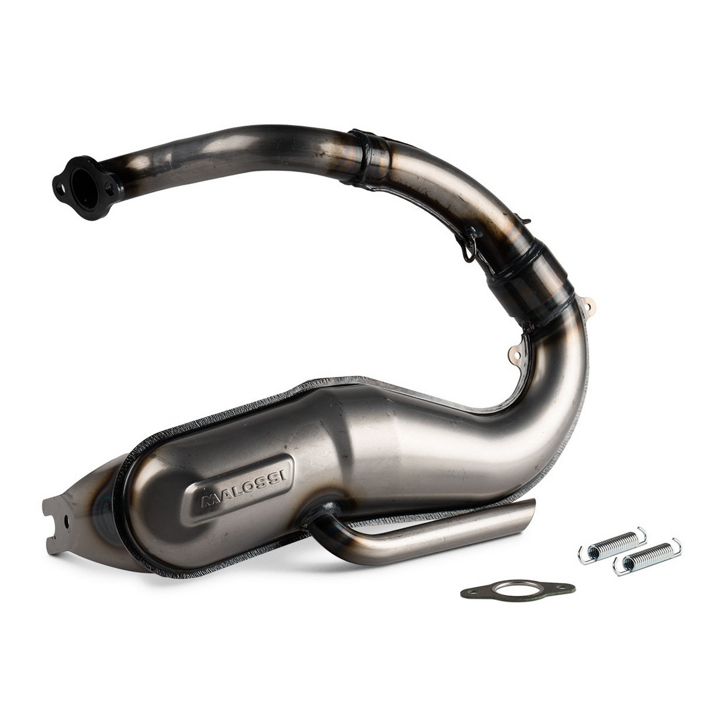 Image of Rennauspuff MALOSSI "Power Exhaust" Banane 3219290, Material: Stahl silber für Vespa PK50/S/SS/XL/XL2/XLS/HP/FL/N/Rush für Vespa PK50/S/SS/XL/XL2/XLS/HP/FL/N/Rush
