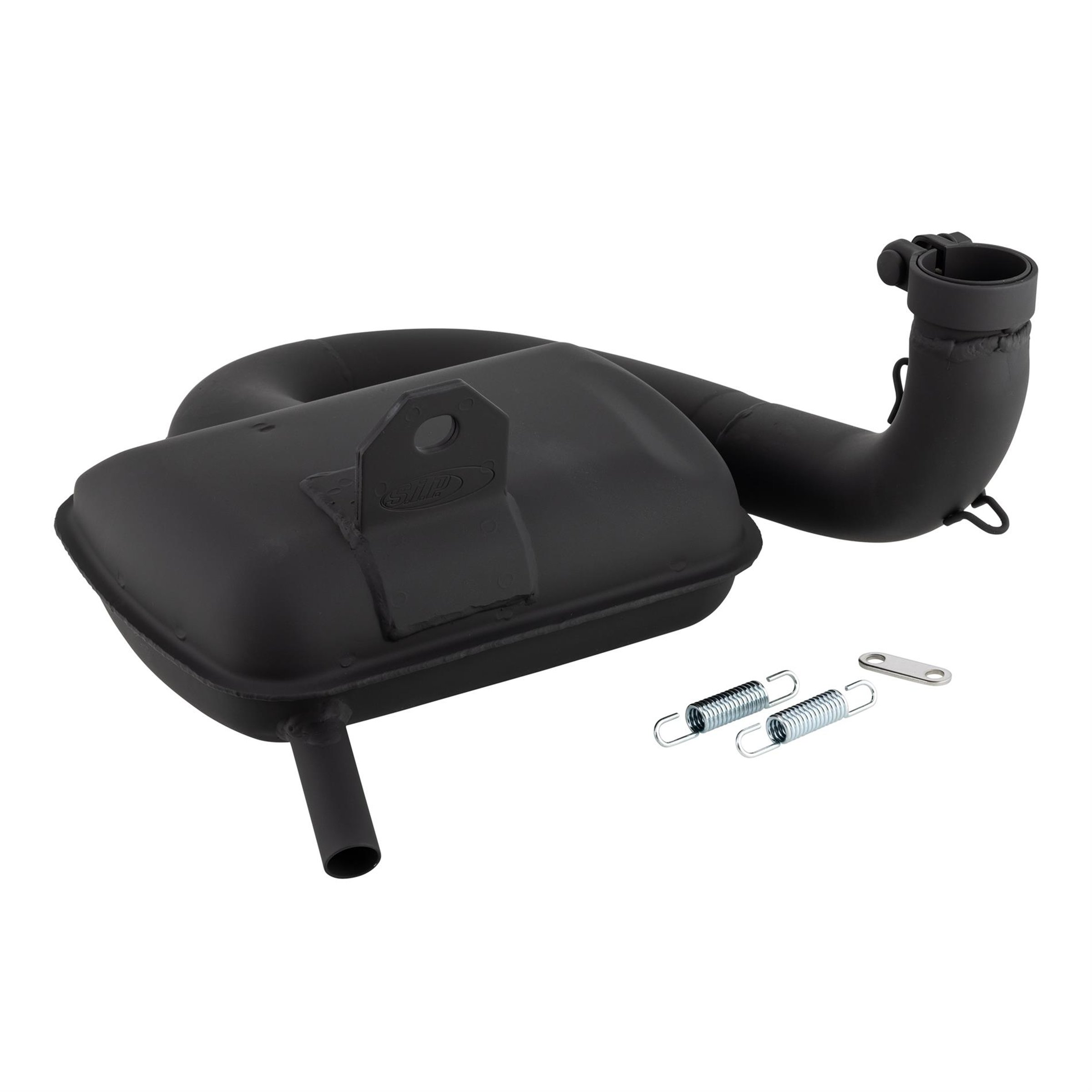 Image of Rennauspuff SIP ROAD 3.0 87565, Material: Stahl schwarz für Vespa 125 VNA/VNB/GT/GTR/Super/150 VBA/VBB/GL/Sprint/Super/T4 für Vespa 125 VNA/VNB/GT/GTR/Super/150 VBA/VBB/GL/Sprint/Super/T4