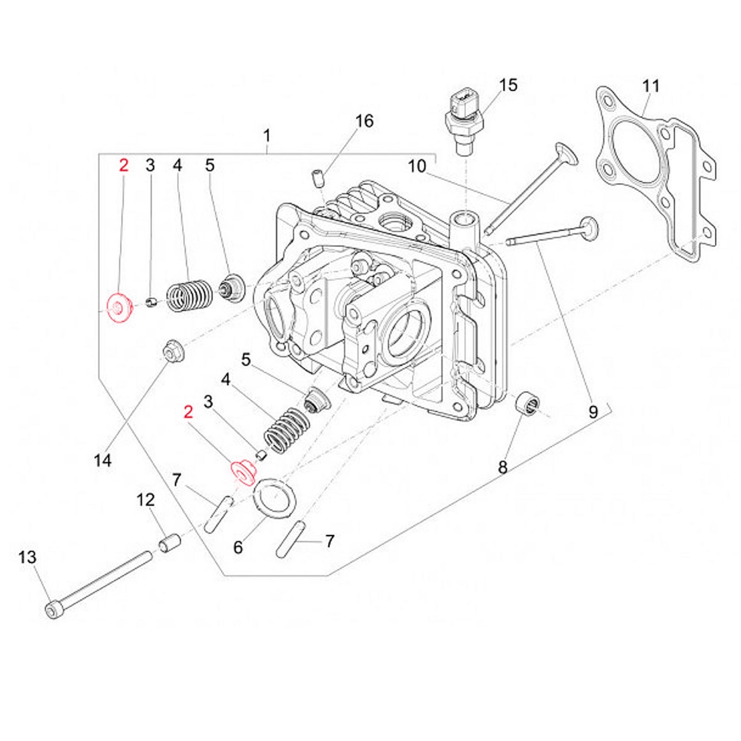 Image of Federaufnahme PIAGGIO, Ventil, oben für Vespa LX/S/Primavera/Sprint 50ccm 4T für Vespa LX/S/Primavera/Sprint 50ccm 4T