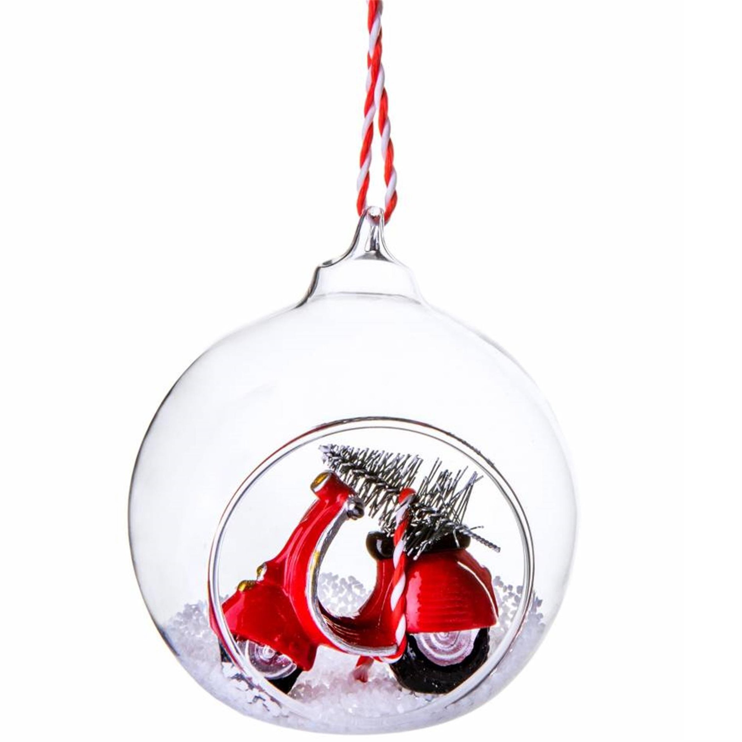Image of Christbaumschmuck Glaskugel mit Motiv Vespa Motorroller rot