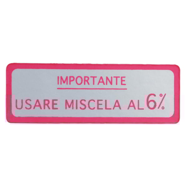 Image of Aufkleber mit Motiv Usare Miscela al 6% für Vespa 150 GS