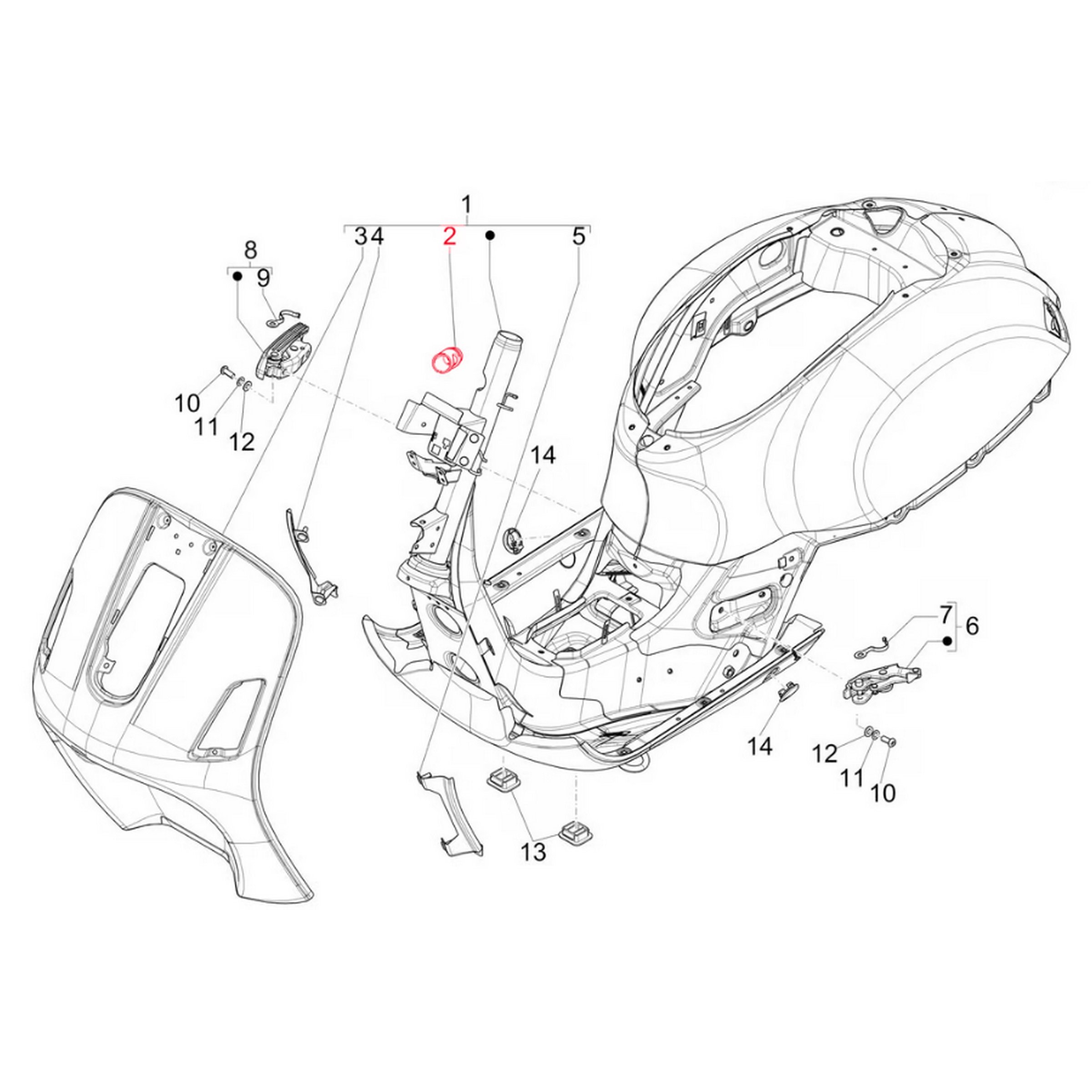 Image of Schlossaufnahme PIAGGIO für Vespa GTS/GTS Super/GTV 300ccm HPE (`18-) für Vespa GTS/GTS Super/GTV 300ccm HPE (`18-)