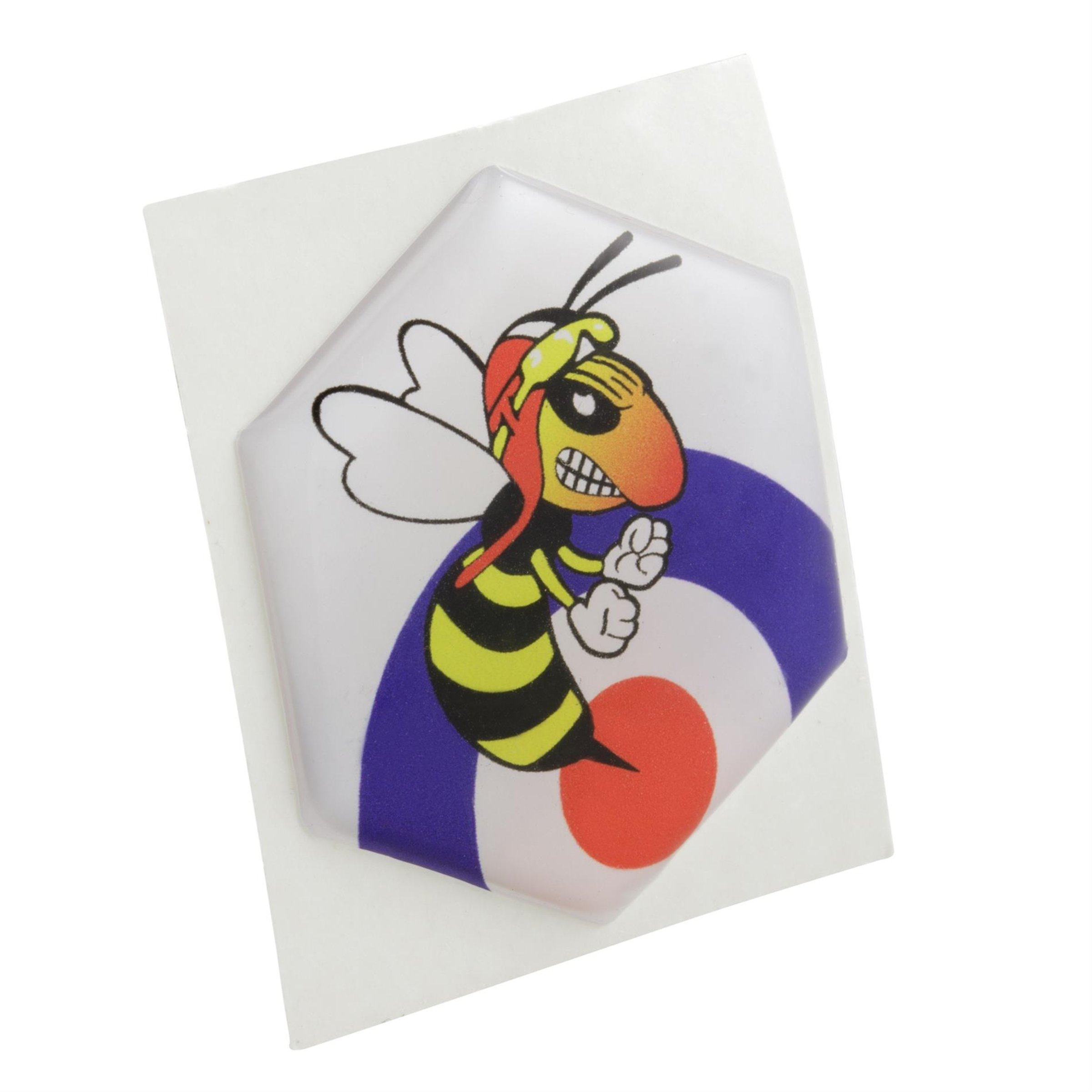 Image of Emblem "Target böse Wespe" 6-Eck Kaskade für Vespa PK50-125 XL/XL2/PX80-200E/Lusso/'98/T5 für Vespa PK50-125 XL/XL2/PX80-200E/Lusso/'98/T5