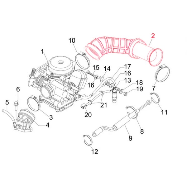 Image of Ansauggummi PIAGGIO, Vergaser für Vespa LX 50ccm 4T AC 4-Ventil
