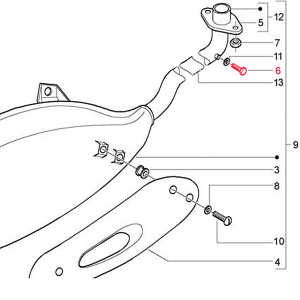 Image of Schraube Auspuff/Krümmer M10x7,5x1 mm, Sechskant, PIAGGIO für Vespa ET4/LX/LXV/S/GT/GT L 50-200ccm