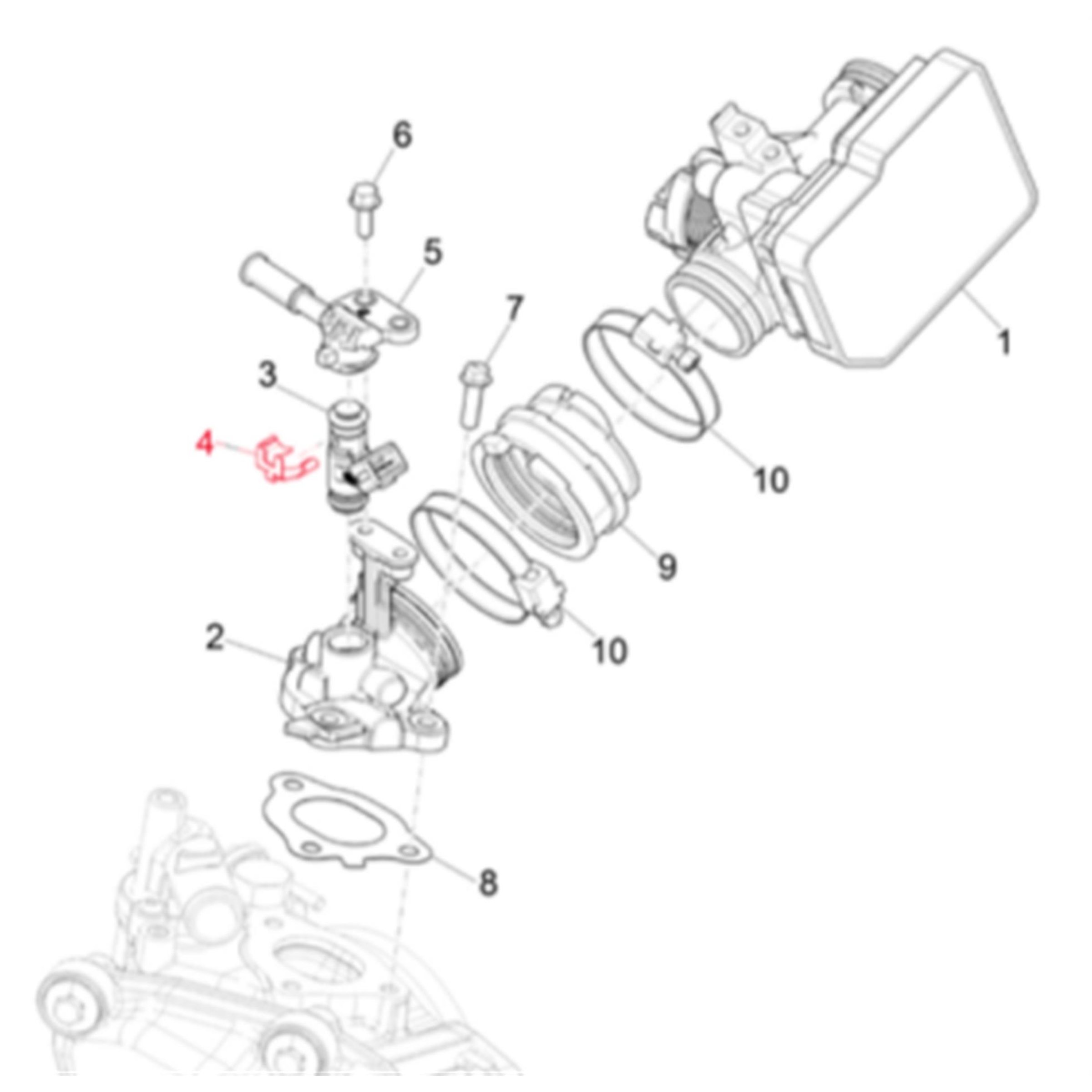 Image of Clip PIAGGIO, Einspritzdüse für Vespa GTS/GTS Super/GTV 300ccm HPE (`18-) für Vespa GTS/GTS Super/GTV 300ccm HPE (`18-)