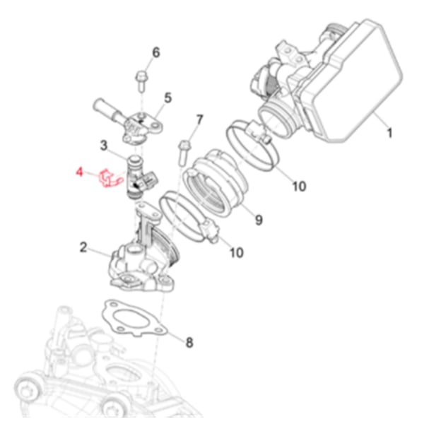 Image of Clip PIAGGIO, Einspritzdüse für Vespa GTS/GTS Super/GTV 300ccm HPE (`18-)