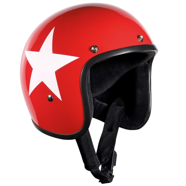 Image of Helm BANDIT Jet Star mit weißem Stern, rot, Gr. S, 55-56cm Jethelm