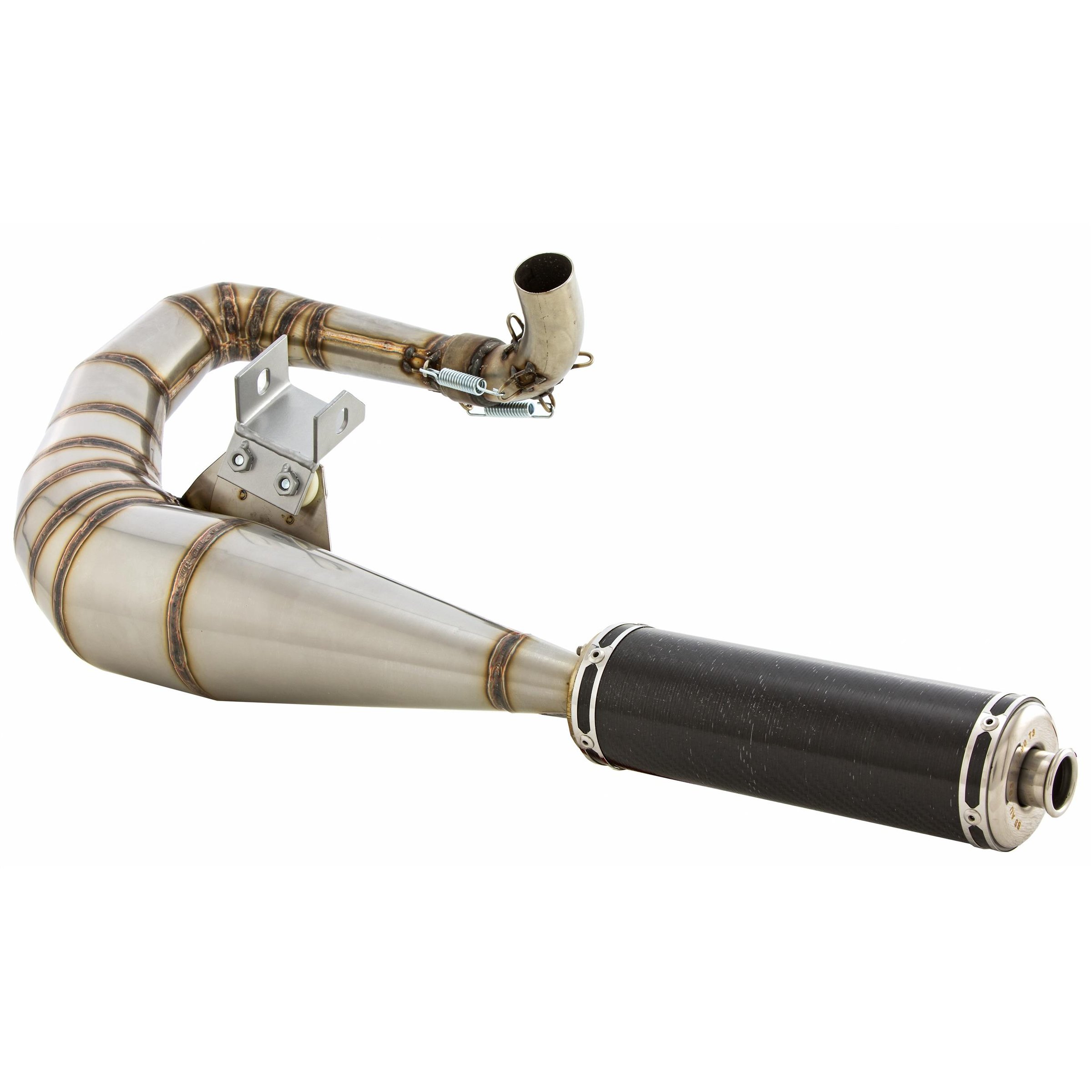 Image of Rennauspuff SIP Performance 2.0, Material: Edelstahl unlackiert, Dämpfer: Aluminium Farbe (ESD): schwarz für Vespa 125 GT/GTR/TS/150 GL/Sprint/V/PX80-150/PE/Lusso/Cosa 1 für Vespa 125 GT/GTR/TS/150 GL/Sprint/V/PX80-150/PE/Lusso/Cosa 1