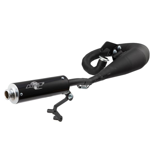 Image of Rennauspuff AF Rayspeed Tornado, Stahl schwarz, Dämpfer: Aluminium Farbe (ESD): silber für Lambretta 125 LI/LIS/DL/GP/150 LI/LIS/SX/DL/GP/175 TV 2°-3°/200 TV/SX/DL/GP