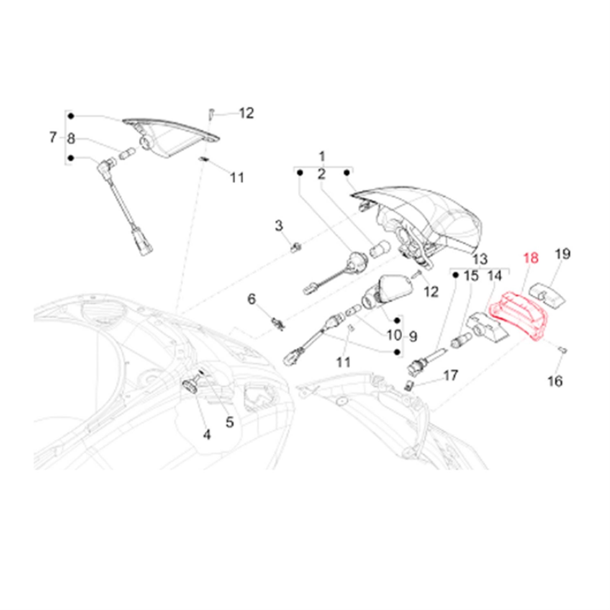Image of Abdeckung Kennzeichenbeleuchtung PIAGGIO für Vespa Primavera/Sprint 50-150ccm für Vespa Primavera/Sprint 50-150ccm