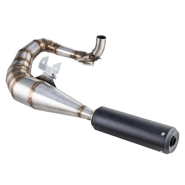 Image of Rennauspuff SIP Performance 2.0 Silent, Material: Edelstahl unlackiert, Dämpfer: Aluminium Farbe (ESD): schwarz matt für Vespa 125 GT/GTR/TS/150 GL/Sprint/V/PX80-150/PE/Lusso/Cosa 1