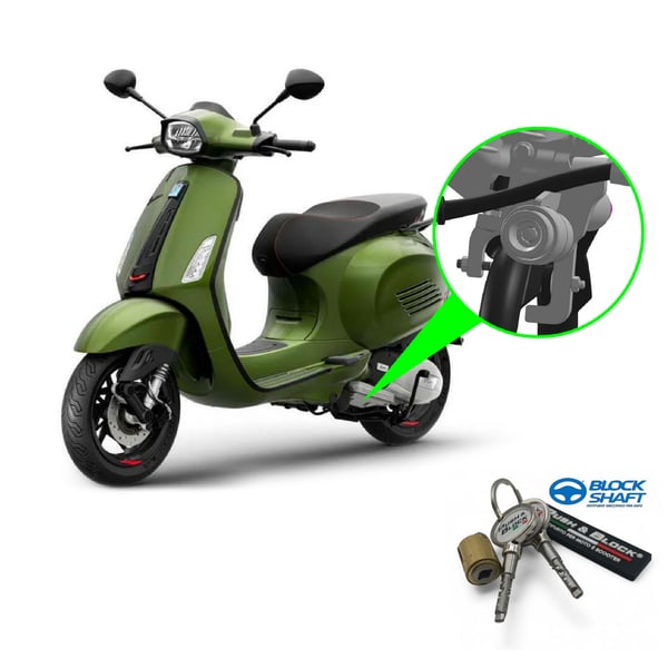 Image of Sicherheitsschloss PUSH & BLOCK Hauptständer silber für Vespa Primavera/Sprint 50ccm ('19-)