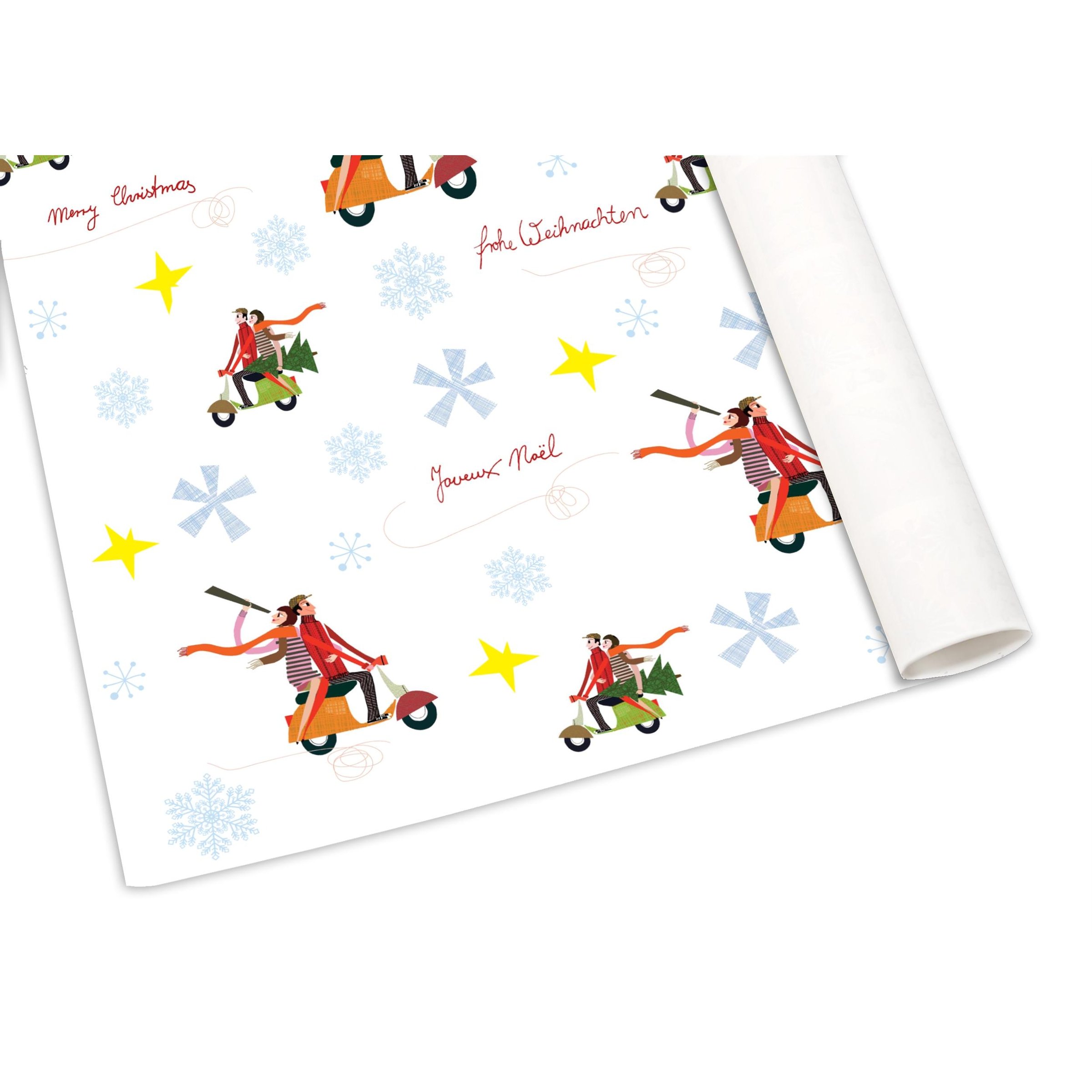 Image of Geschenkpapier SIP Weihnachten mit Motiv Vespa Motorroller "Paar auf Vespa Roller"