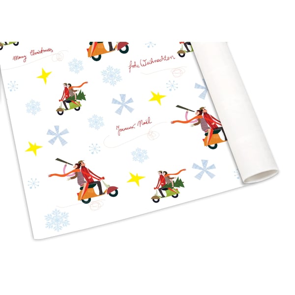 Image of Geschenkpapier SIP Weihnachten mit Motiv Vespa Motorroller "Paar auf Vespa Roller"