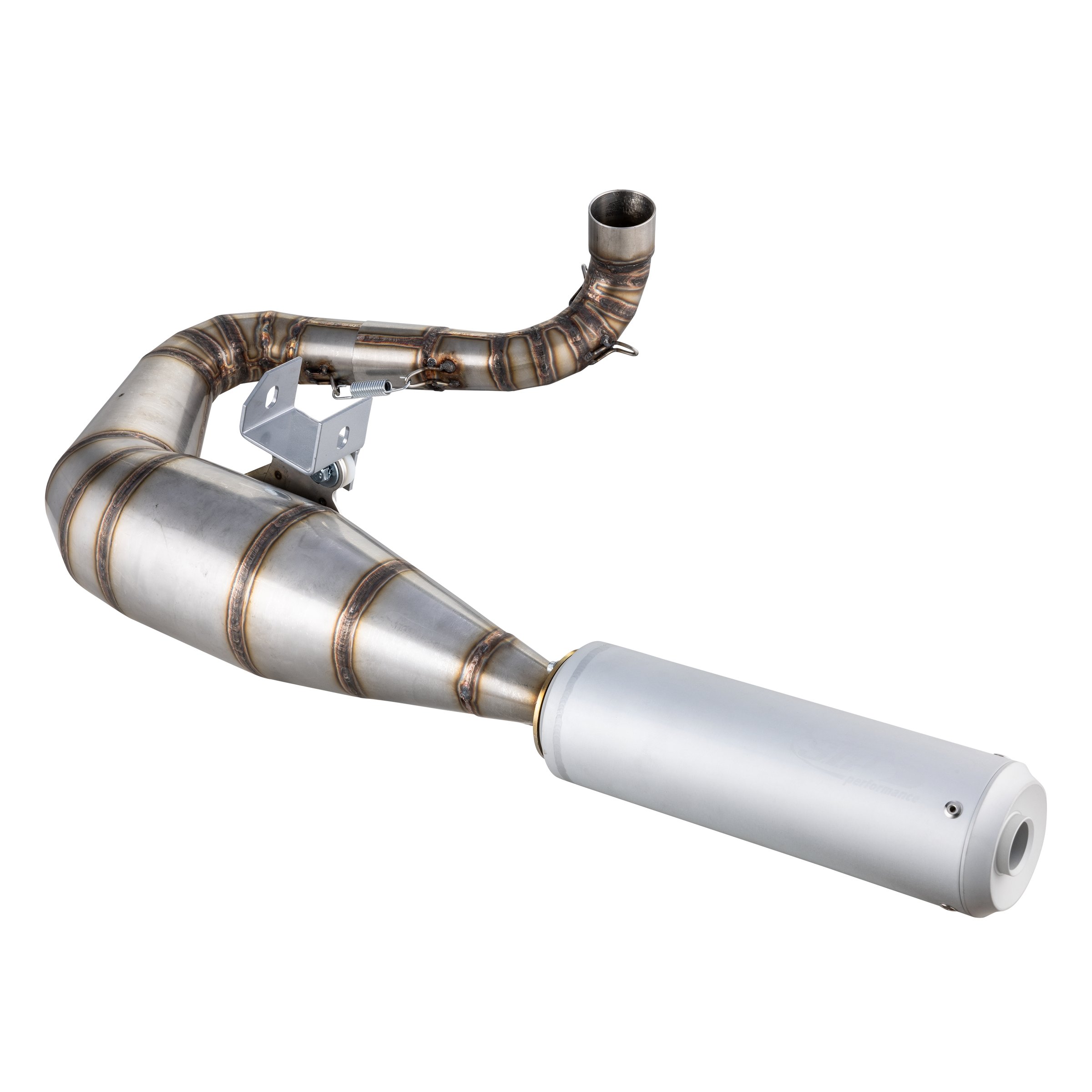 Image of Rennauspuff SIP Performance 2.0 Silent, Material: Edelstahl unlackiert, Dämpfer: Aluminium Farbe (ESD): silber für Vespa 200 Rally/P200E/PX200 E/Lusso/'98/MY/Cosa 1 200 für Vespa 200 Rally/P200E/PX200 E/Lusso/'98/MY/Cosa 1 200