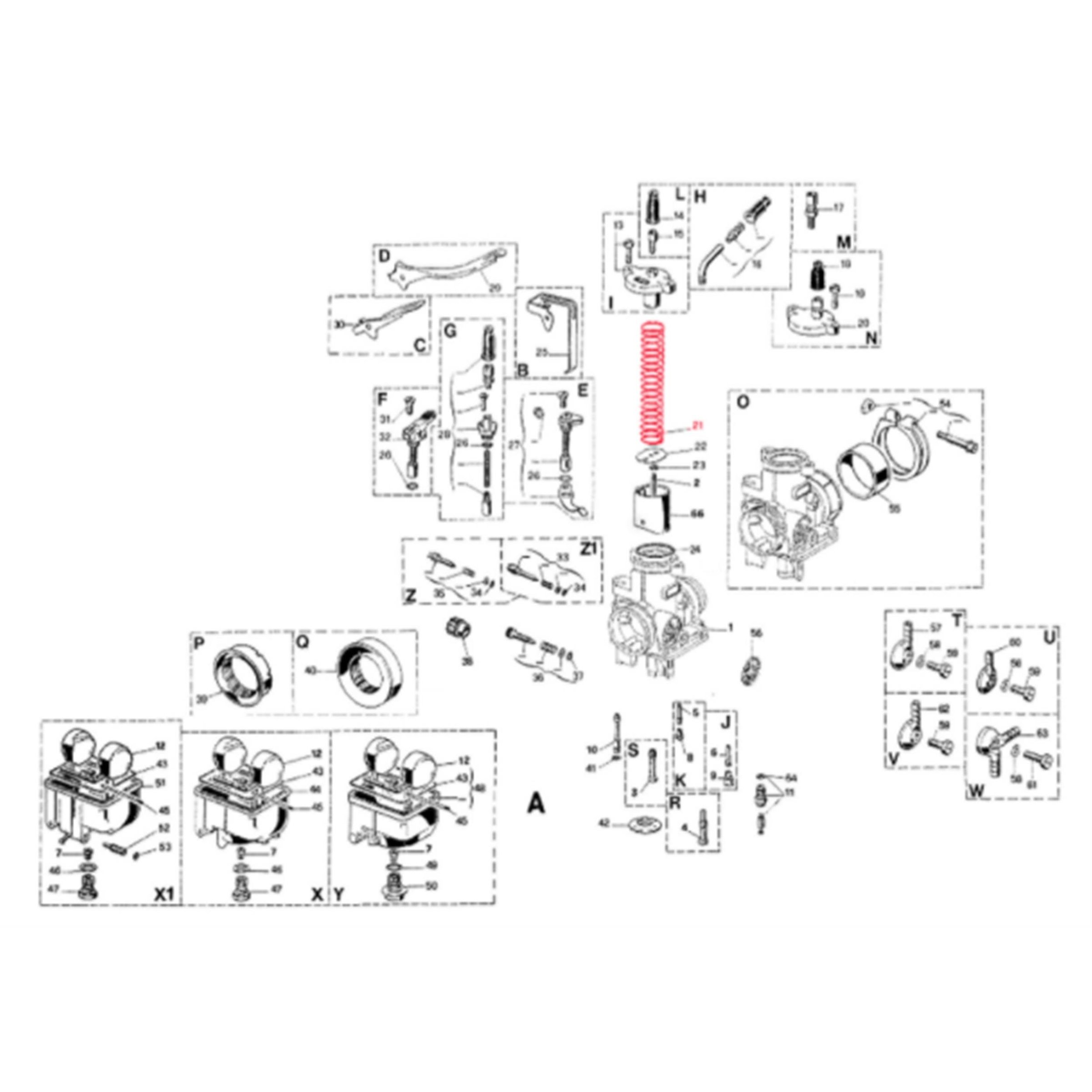 Image of Feder Gasschieber DELL'ORTO für Vergaser PHBE/PHBH/PHF/PHM B08550