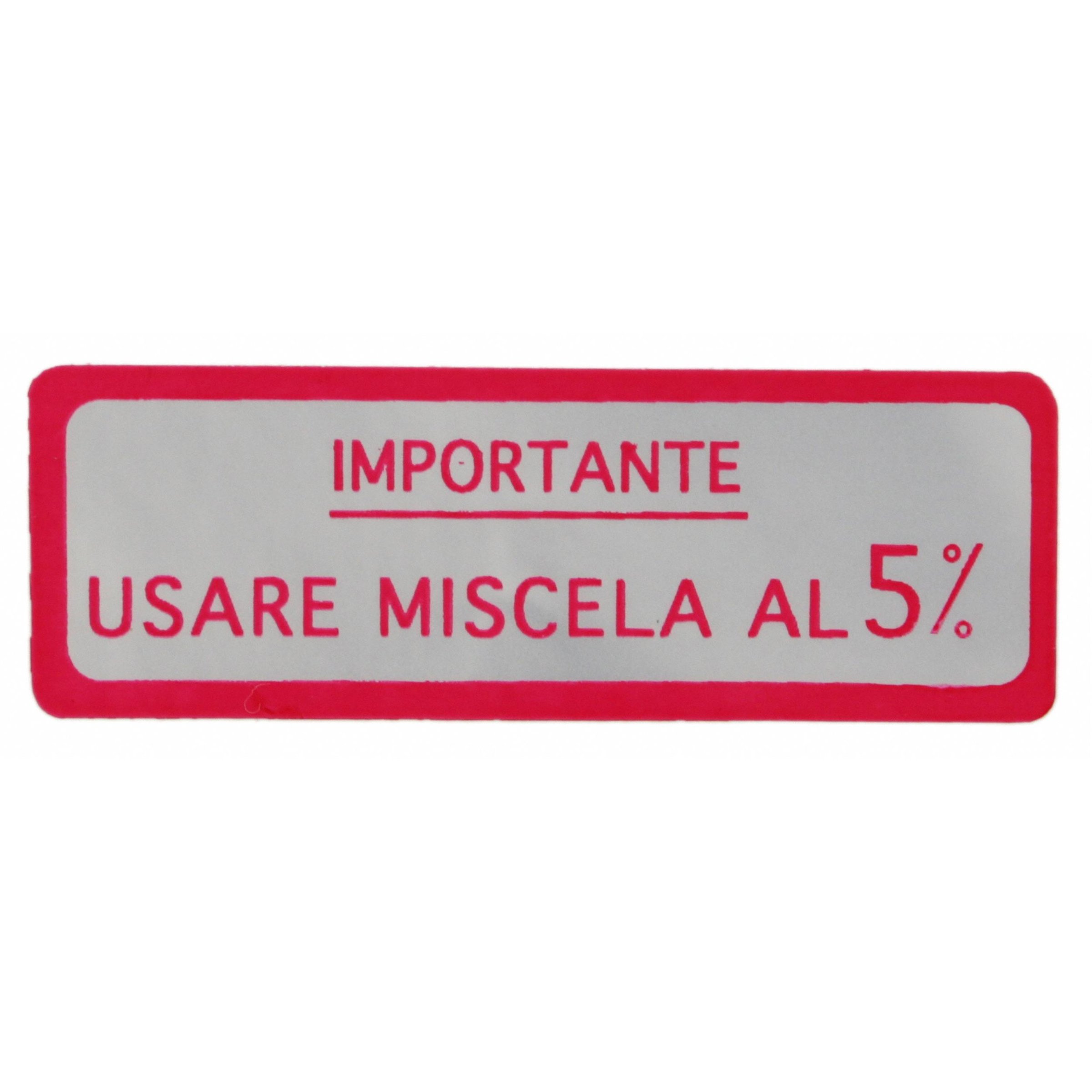 Image of Aufkleber mit Motiv Usare Miscela al 5% für Vespa 125 V30-33/VM/VU/VNA/150 VL/VB1/160 GS/180 SS für Vespa 125 V30-33/VM/VU/VNA/150 VL/VB1/160 GS/180 SS