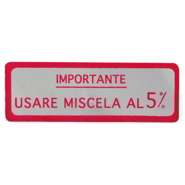Image of Aufkleber mit Motiv Usare Miscela al 5% für Vespa 125 V30-33/VM/VU/VNA/150 VL/VB1/160 GS/180 SS