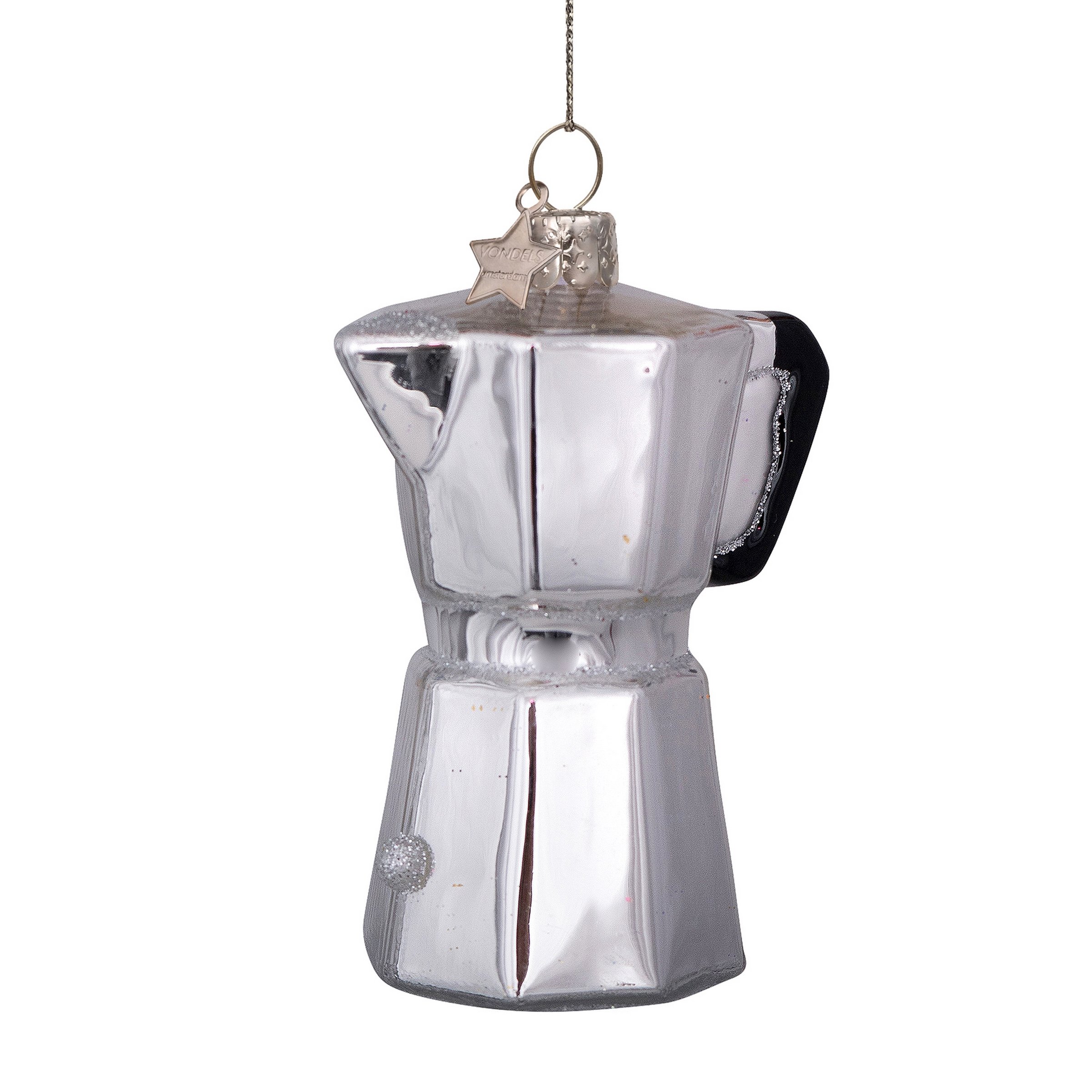 Image of Christbaumschmuck VONDELS mit Motiv "Bialetti / Espressokocher" silber