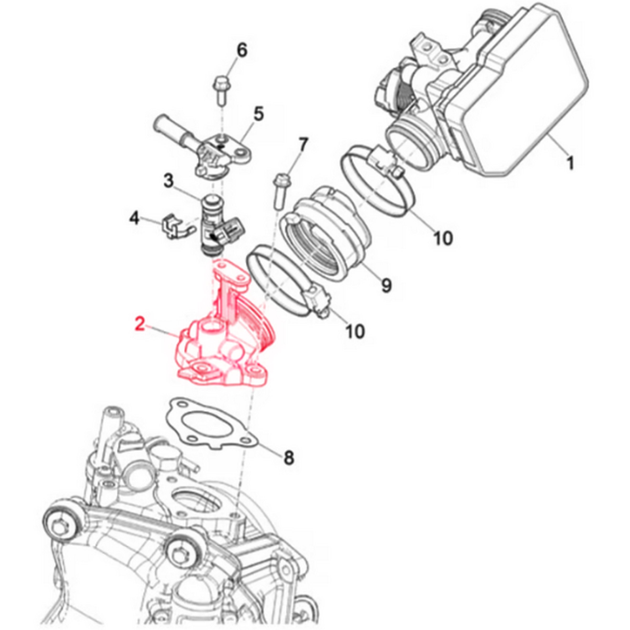 Image of Ansaugstutzen PIAGGIO für Vespa GTS/GTS Super/GTV 300ccm HPE (`18-) für Vespa GTS/GTS Super/GTV 300ccm HPE (`18-)