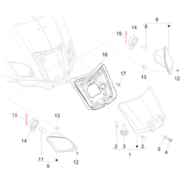 Image of Niete Blinker, hinten für Vespa GTS/GTS Super/GTV/GT 60 125-300ccm
