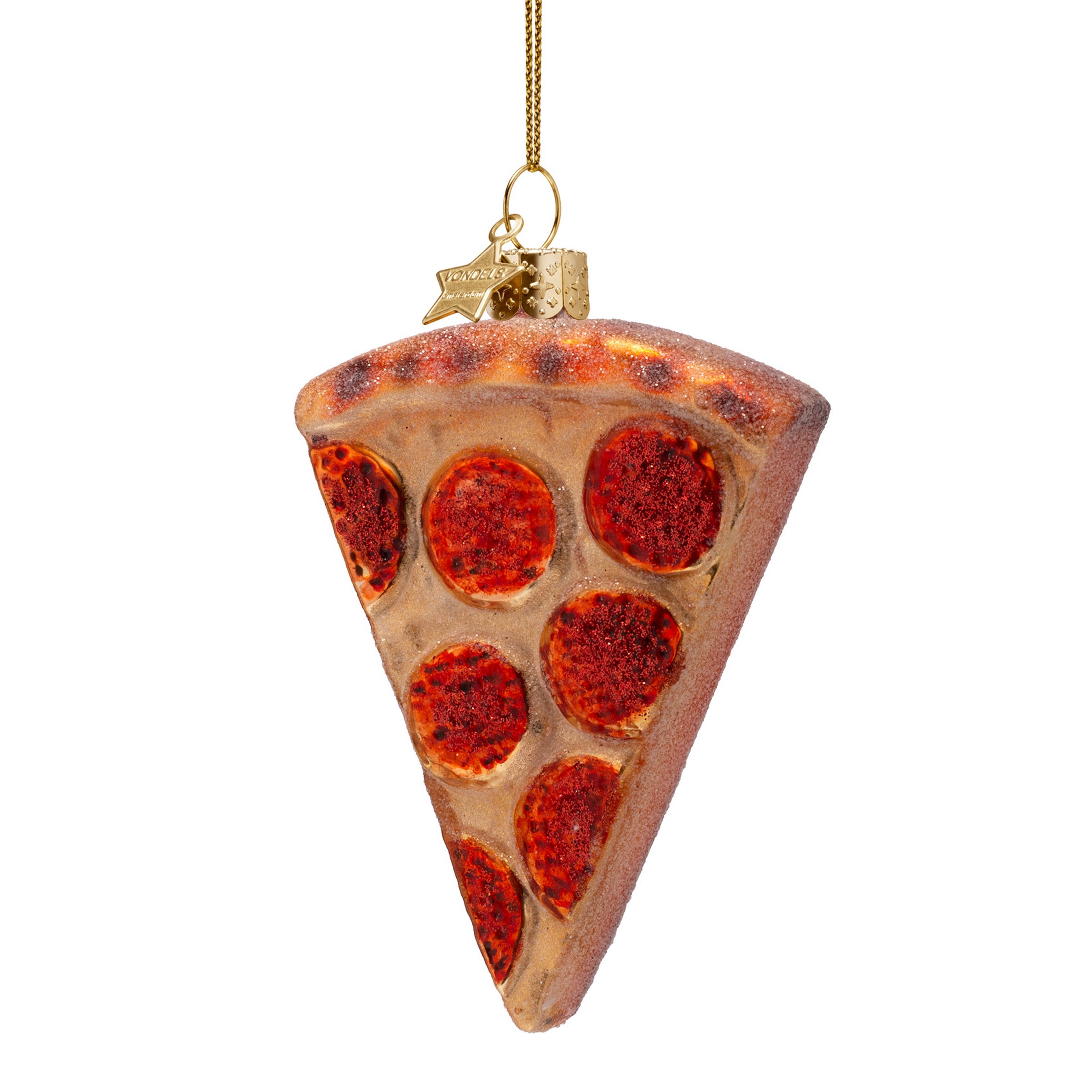 Image of Christbaumschmuck VONDELS mit Motiv "Pizza Stück" rot / gold