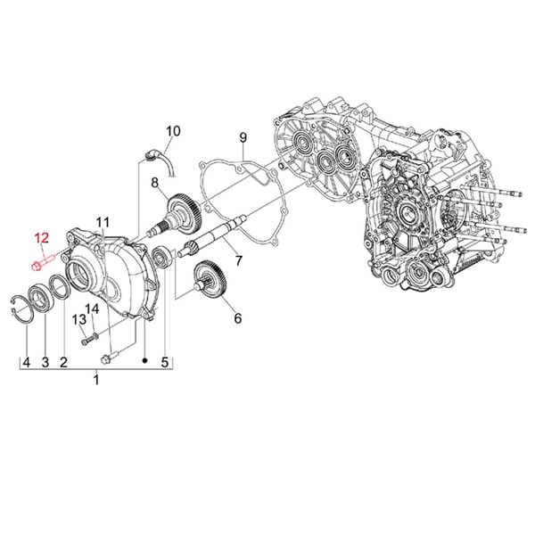 Image of Schraube Getriebedeckel M8x45 mm, Sechskant, PIAGGIO für PIAGGIO Leader/Quasar 125-300ccm 4T AC/LC