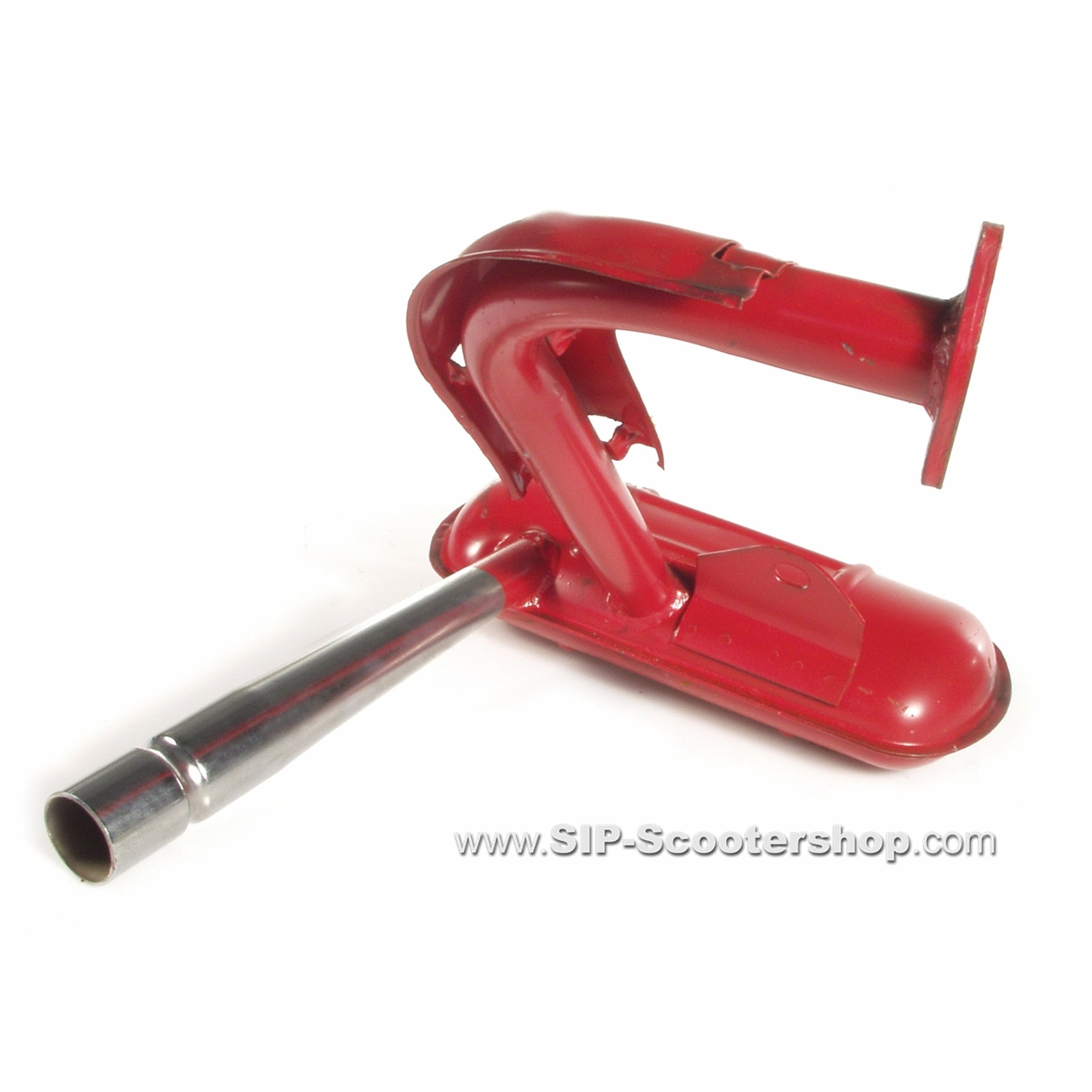Image of Rennauspuff SERIE PRO "Sport" Replika, Material: Stahl rot, Dämpfer: chrom Farbe (ESD): chrom für Vespa 50/N/L/R/S/Special/SR/SS für Vespa 50/N/L/R/S/Special/SR/SS