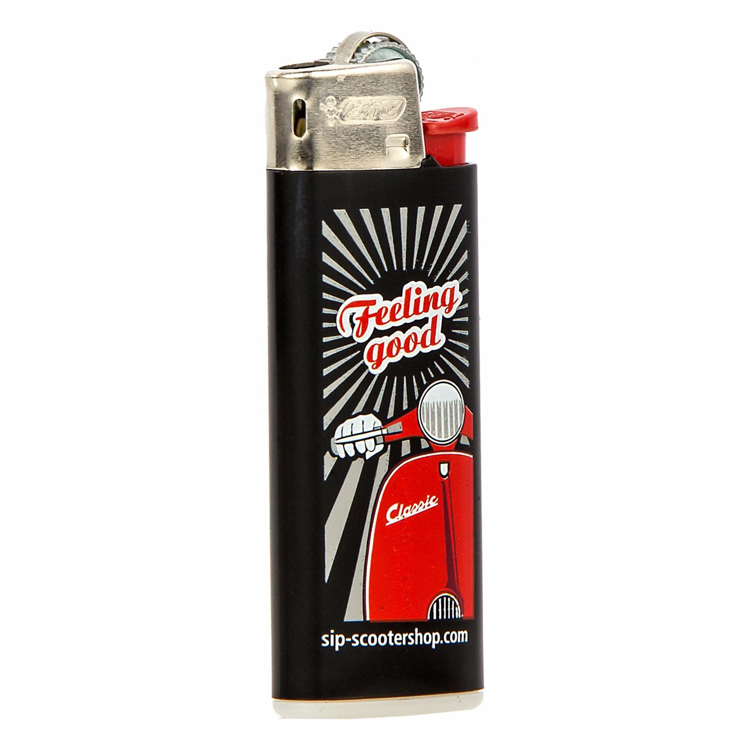 Image of Feuerzeug BIC Feeling Good mit Motiv Vespa Motorroller schwarz