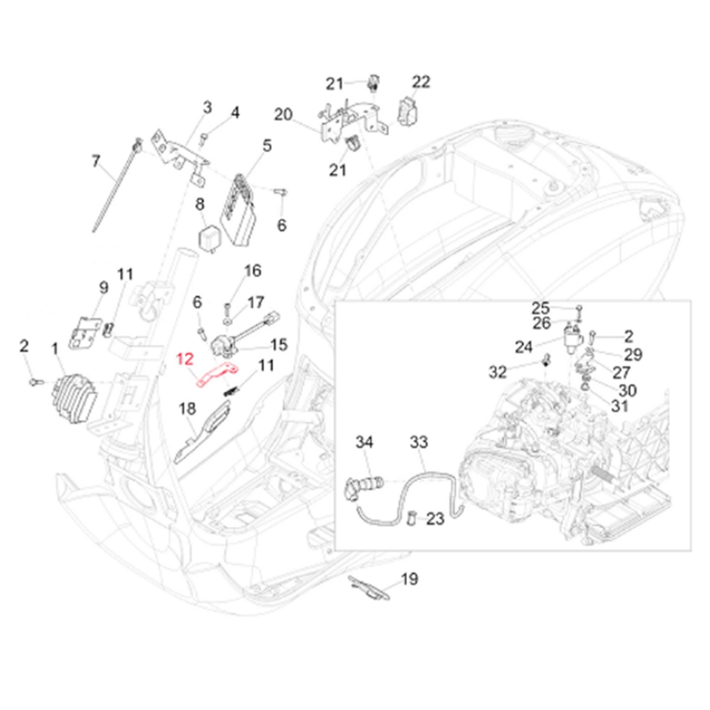Image of Halter PIAGGIO, Kippsensor, 1D000012 für Vespa Primavera/Sprint 50-150ccm für Vespa Primavera/Sprint 50-150ccm