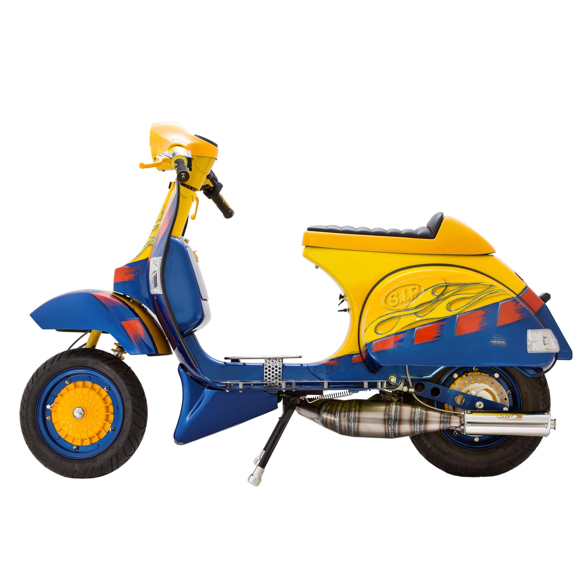 Image of Rennauspuff SIP Performance 2.0, Material: Edelstahl unlackiert, Dämpfer: Edelstahl Farbe (ESD): silber für Vespa 200 Rally/P200E/PX200 E/Lusso/'98/MY/Cosa 1 200 für Vespa 200 Rally/P200E/PX200 E/Lusso/'98/MY/Cosa 1 200