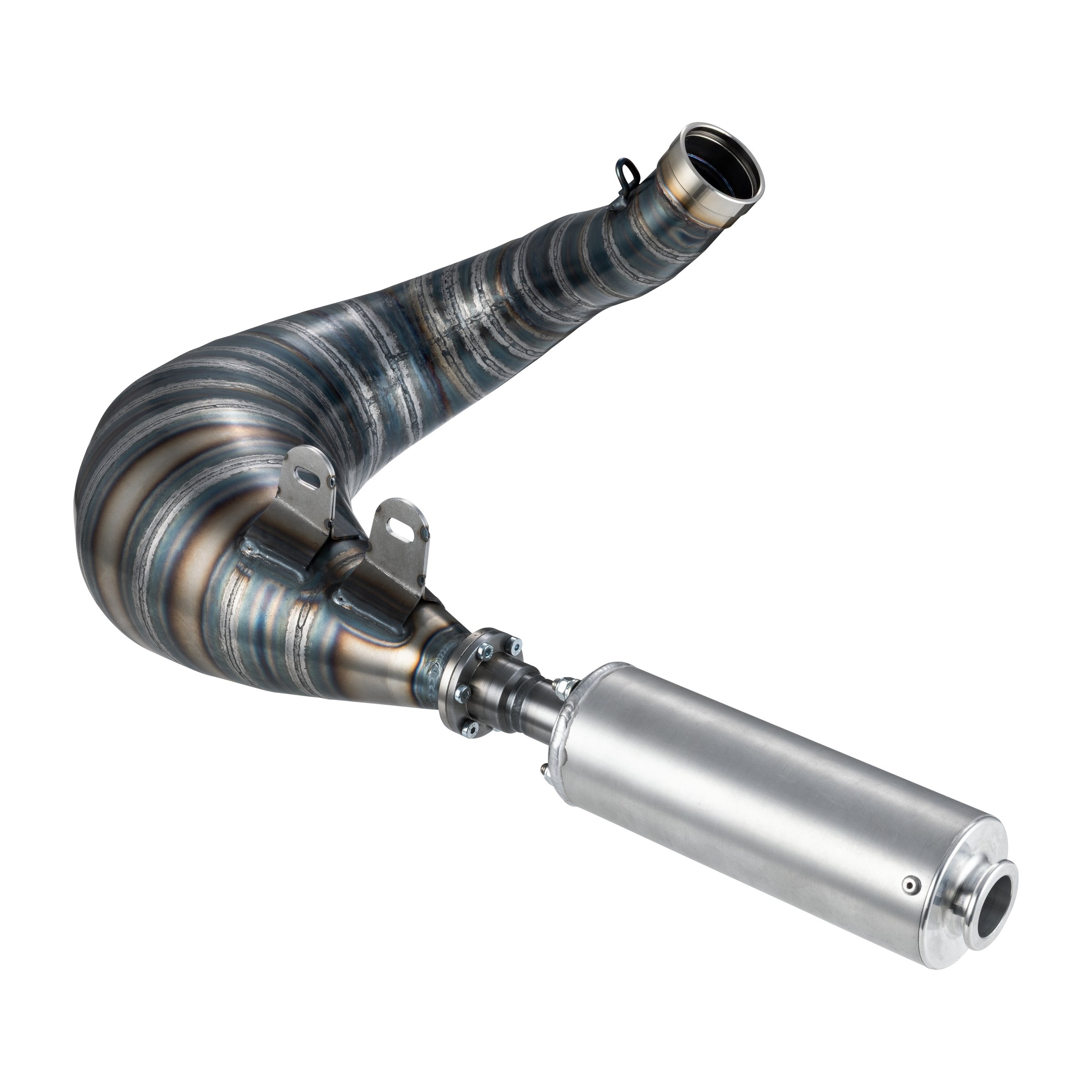 Image of Rennauspuff BFA/FRT 150-180ccm GP "race", Material: Stahl klarlackiert, Farbe (ESD): silber für Vespa 90/R/SS/100/125/PV/ET3 für Vespa 90/R/SS/100/125/PV/ET3