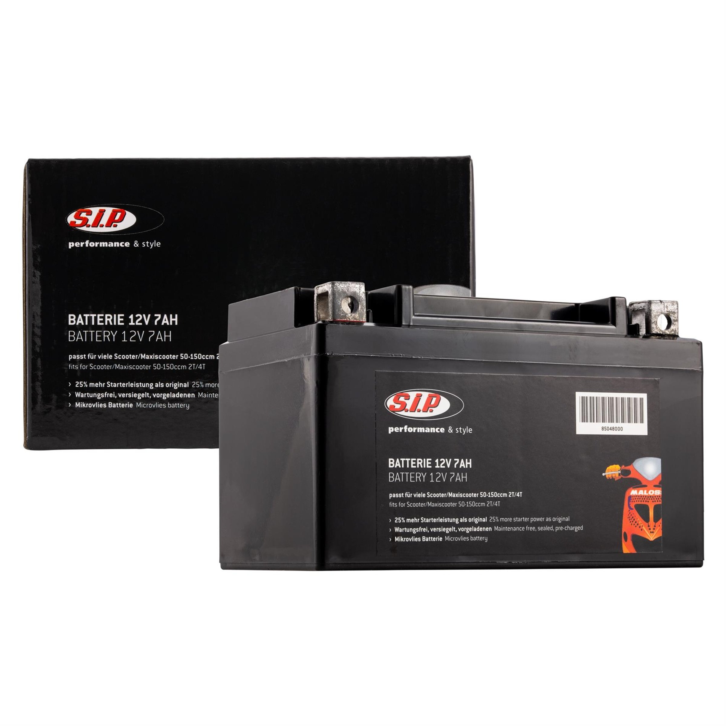Image of Batterie SIP 12V/7Ah, Typ: YTX7A-BS passt für viele Scooter/Maxiscooter 50-150ccm 2T/4T AC/LC passt für viele Scooter/Maxiscooter 50-150ccm 2T/4T AC/LC