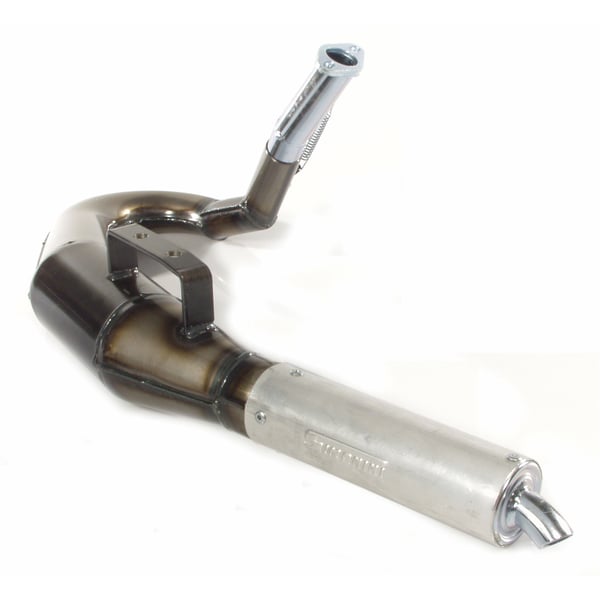 Image of Rennauspuff SIMONINI 180°, Stahl klarlackiert, Dämpfer: Aluminium Farbe (ESD): silber für Vespa 90/R/SS/100/125/PV/ET3