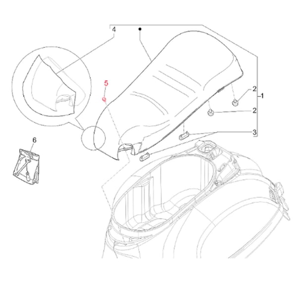 Image of Schraube Scharnier Sitzbank M6x14 mm, Rundkopf, PIAGGIO für Vespa GTS/GTS Super/GTV/GT 60/GT/GT L 125-300ccm