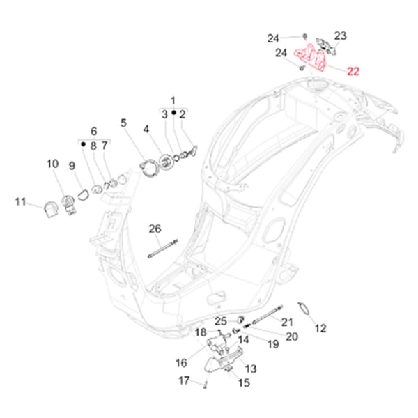 Image of Halter PIAGGIO, Schließblech Sitzbank für Vespa Primavera/Sprint 50-150ccm