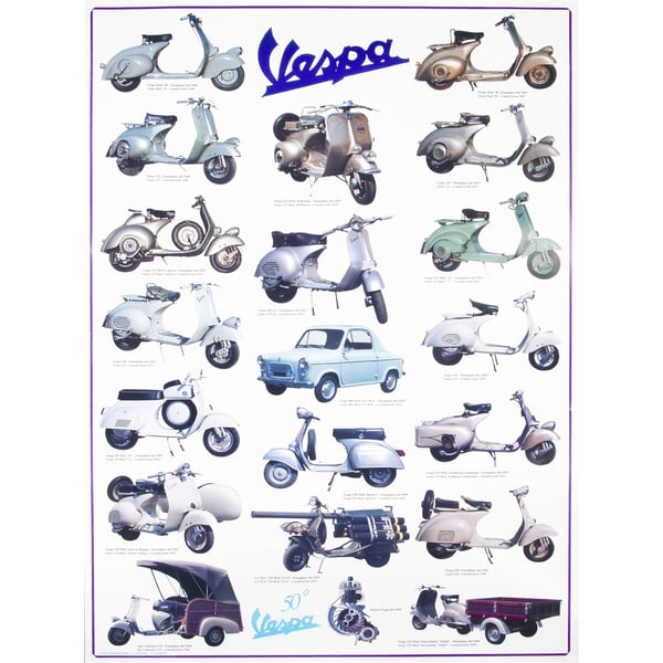 Image of Poster mit Motiv "Vespa Modelle I" Motorroller