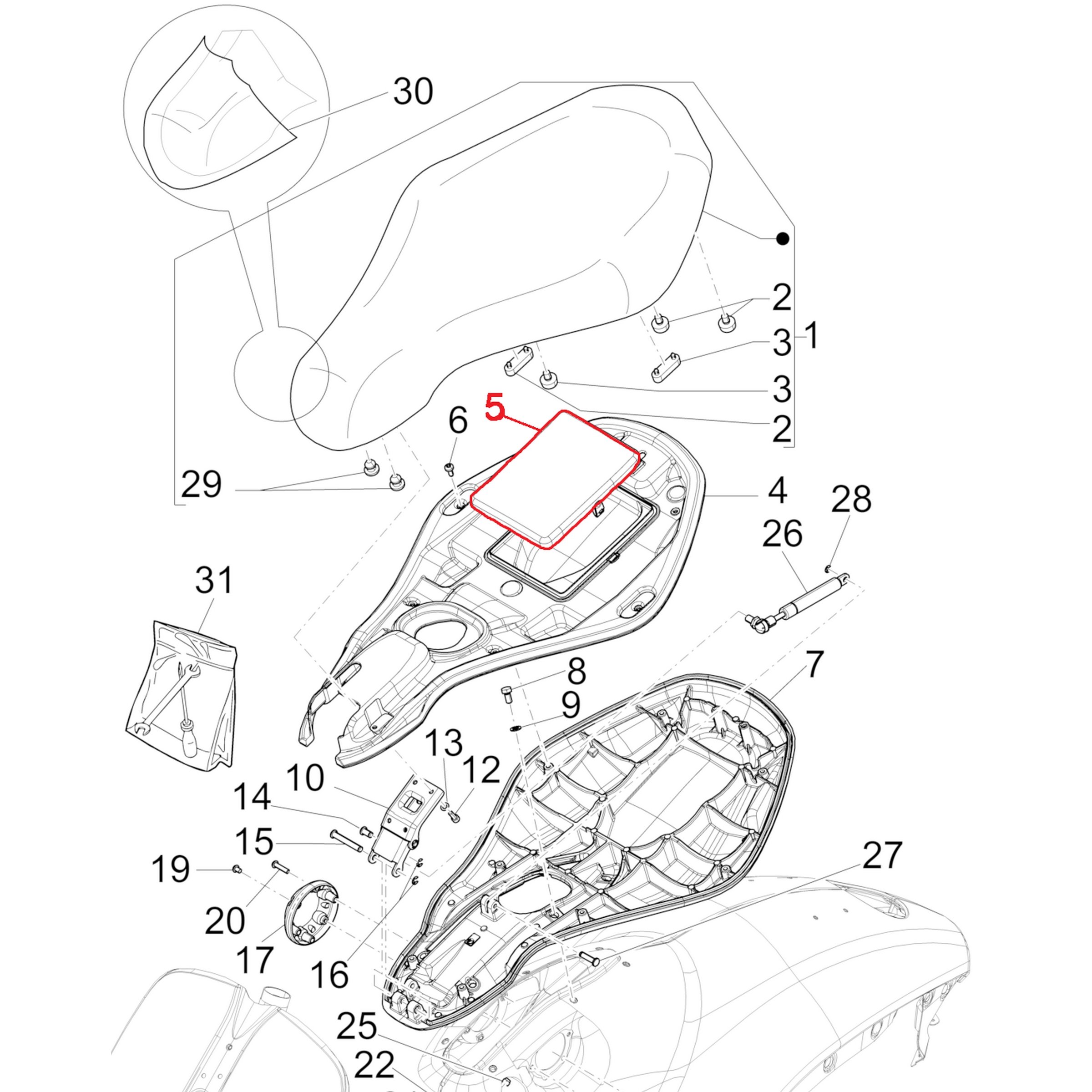 Image of Abdeckung PIAGGIO unter Sitzbank Vespa 946