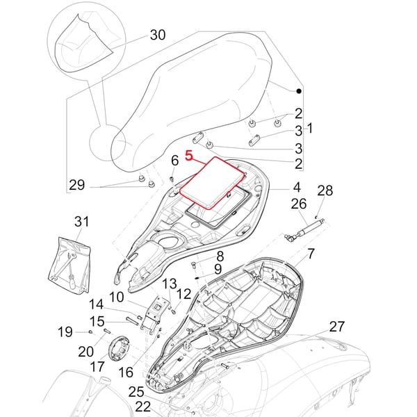 Image of Abdeckung PIAGGIO unter Sitzbank Vespa 946