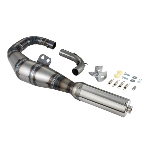 Image of Rennauspuff SIP Performance, Material: Stahl klarlackiert, Dämpfer: Edelstahl Farbe (ESD): silber für Vespa 125 GT/GTR/TS/150 GL/Sprint/V/PX80-150/PE/Lusso/Cosa 1