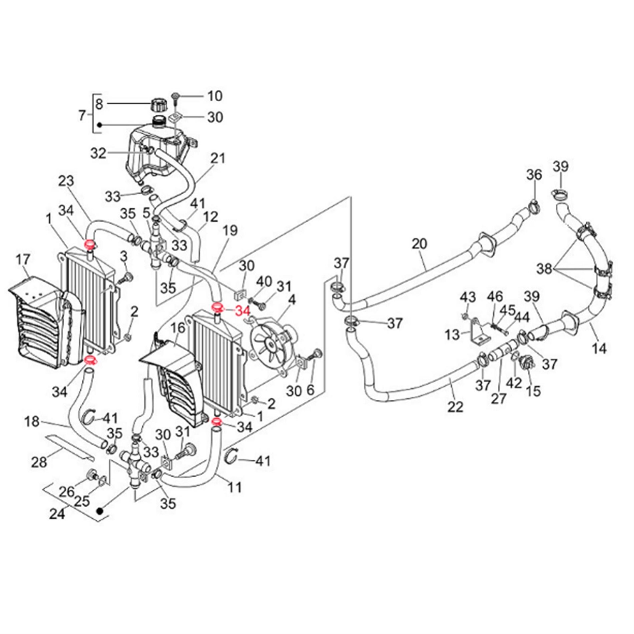 Image of Schlauchschelle Kühler Ø 22,5 mm, oben/unten, PIAGGIO für Vespa GTS/GTS Super/GTV/GT 60/GT/GT L 125-300ccm 4T LC für Vespa GTS/GTS Super/GTV/GT 60/GT/GT L 125-300ccm 4T LC