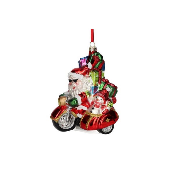 Image of Christbaumschmuck mit Motiv Santa auf Roller mit Beiwagen mehrfarbig
