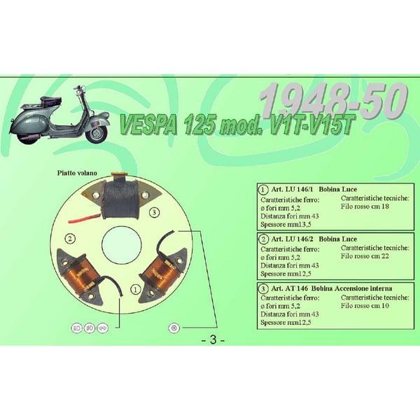 Image of Zündspule CEAB innenliegend, AT146 für Vespa 125 V1T-V15T 1948-1950