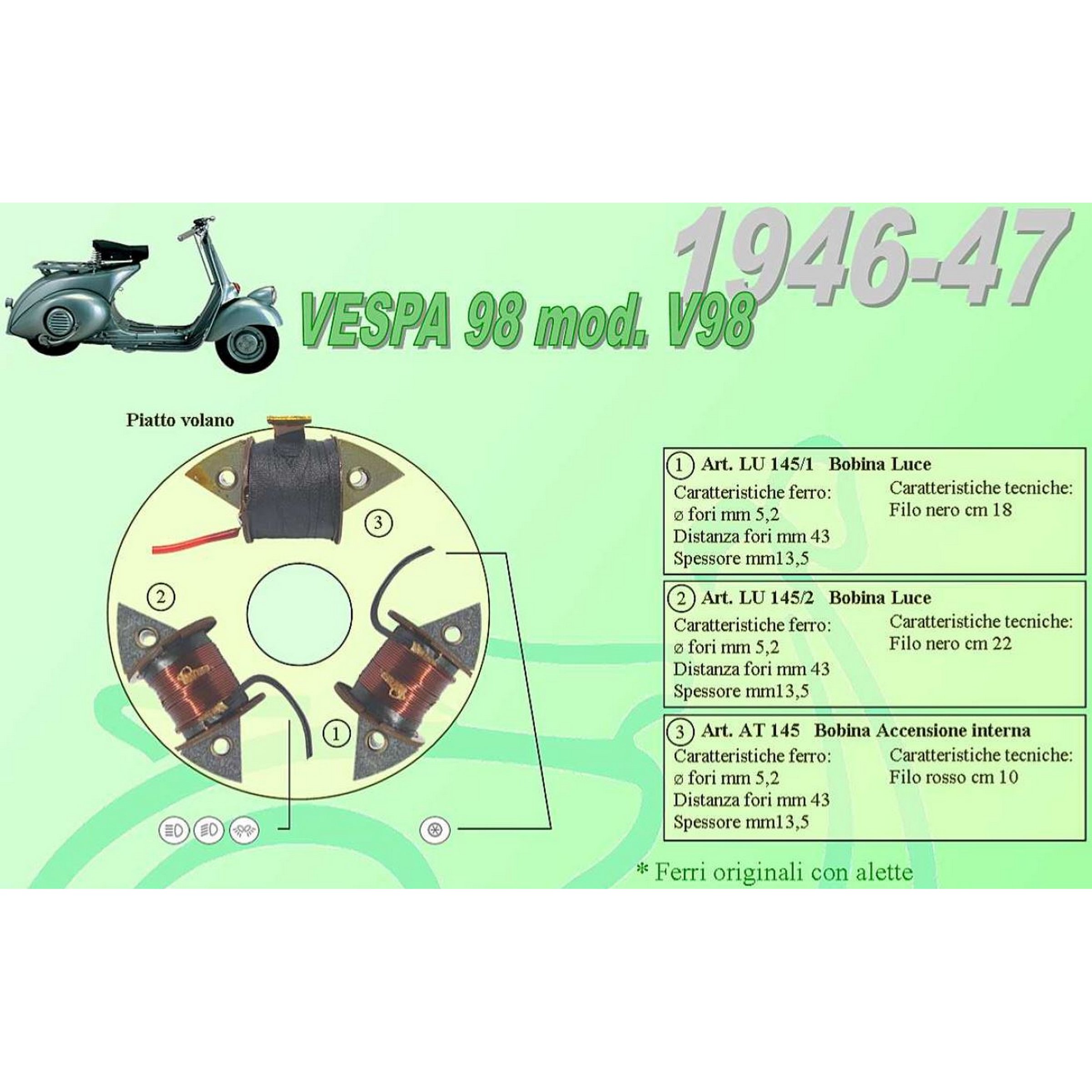 Image of Speisespule Lichtmaschine CEAB 1° Lichtspule, 669 - LU145/1 für Vespa 98 1946->1947 für Vespa 98 1946->1947