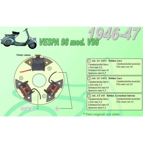 Image of Speisespule Lichtmaschine CEAB 1° Lichtspule, 669 - LU145/1 für Vespa 98 1946->1947