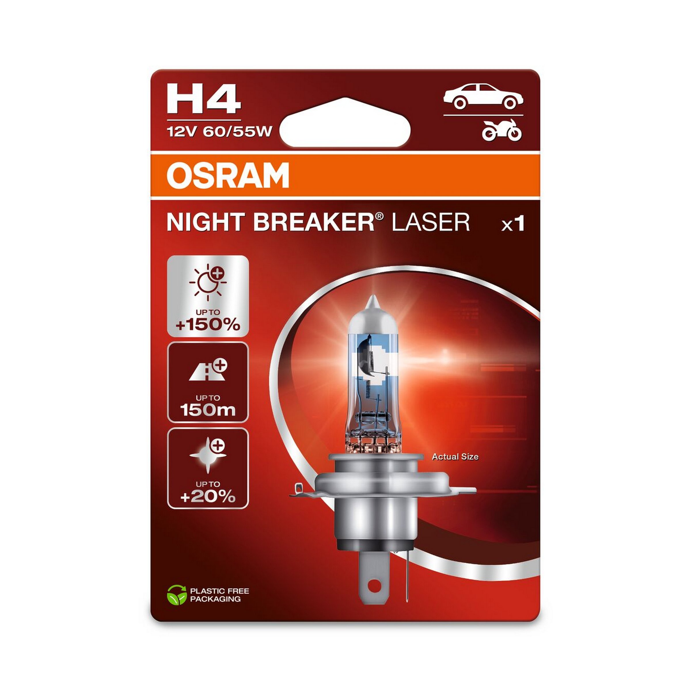 Image of Birne OSRAM NIGHT BREAKER LASER 12V/60/55W, Sockel: P43T/H4 Scheinwerfer Scheinwerfer