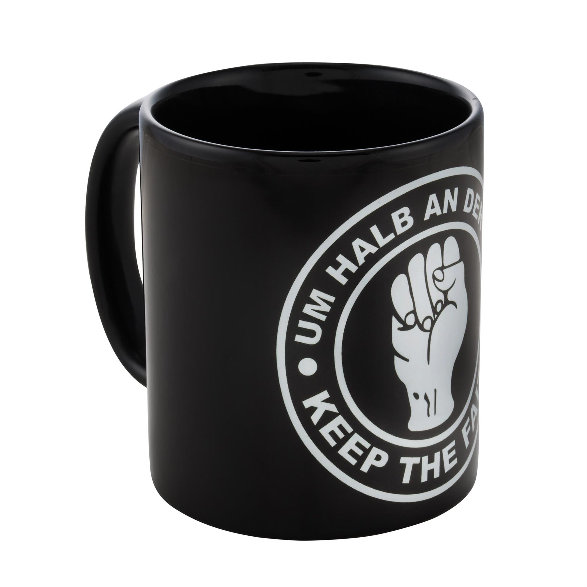Image of Tasse UM HALB AN DER BAR schwarz/weiß
