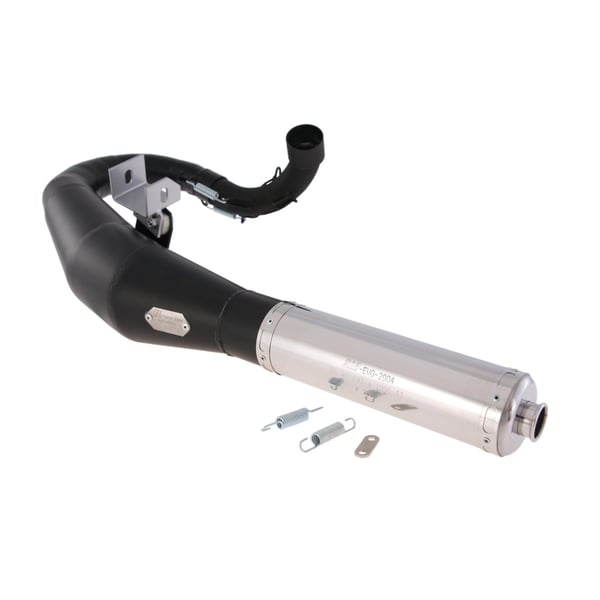 Image of Rennauspuff RZ EVO 2000, Stahl schwarz, Dämpfer: Edelstahl Farbe (ESD): silber für Vespa 125 GT/GTR/TS/150 GL/Sprint/V/PX80-150/PE/Lusso/Cosa 1