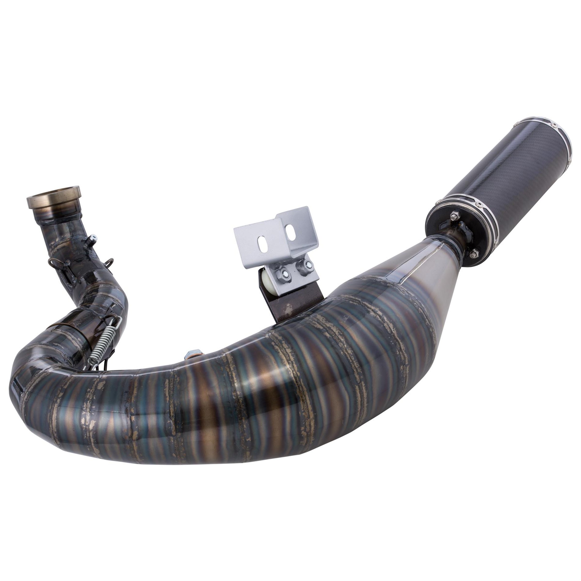 Image of Rennauspuff SIP Performance R2 Design by NORDSPEED, Material: Stahl klarlackiert, Dämpfer: Carbon Farbe (ESD): carbon für Vespa 200 Rally/P200E/PX200 E/Lusso/'98/MY/Cosa 1 200 für Vespa 200 Rally/P200E/PX200 E/Lusso/'98/MY/Cosa 1 200 für Vespa 200 Rally/P